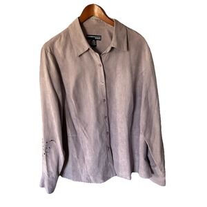 Norton Mcnaughton Long Sleeve Button Down Velvet Blouse Size 18 Whimsigoth